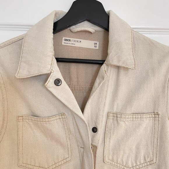 ASOS DESIGN premium denim utility boilersuit in bone white - Picture 3 of 10